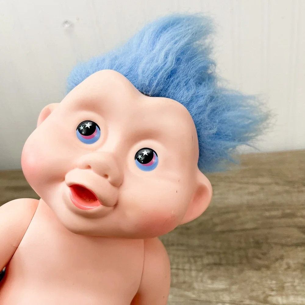 Vintage Applause Magic Trolls Doll‎ Blue Hair Star Eyes 12 Inch Vinyl Figure